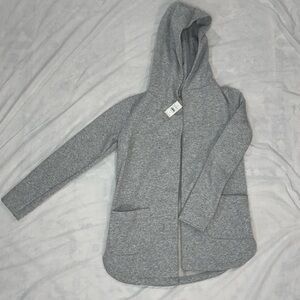 LOFT Gray Speckled‎ Fleece Hooded Zip Jacket XS NWT